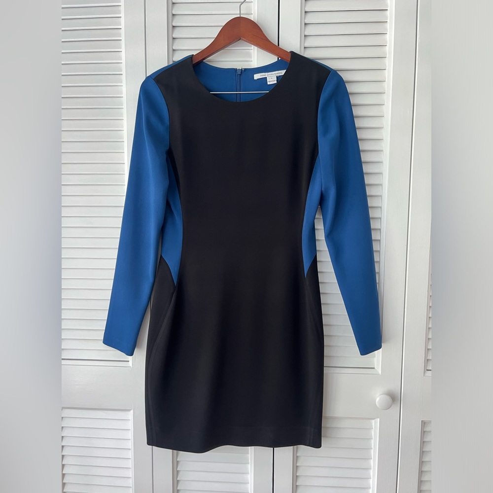 DVF Octavia dress, size 6, blue and black